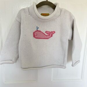Claver Cream Sweater with Pink Whale Design